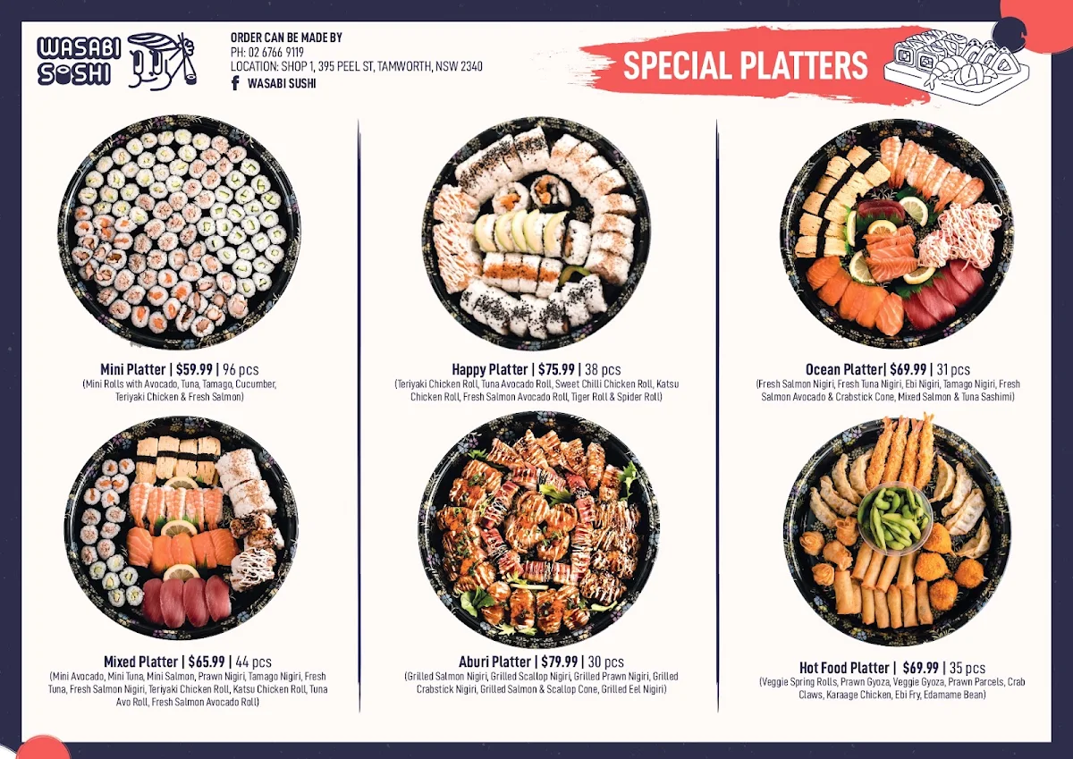 Menu, Wasabi Sushi