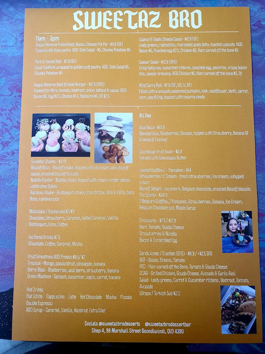Menu, Sweetaz Bro Cafe & Dessert Bar