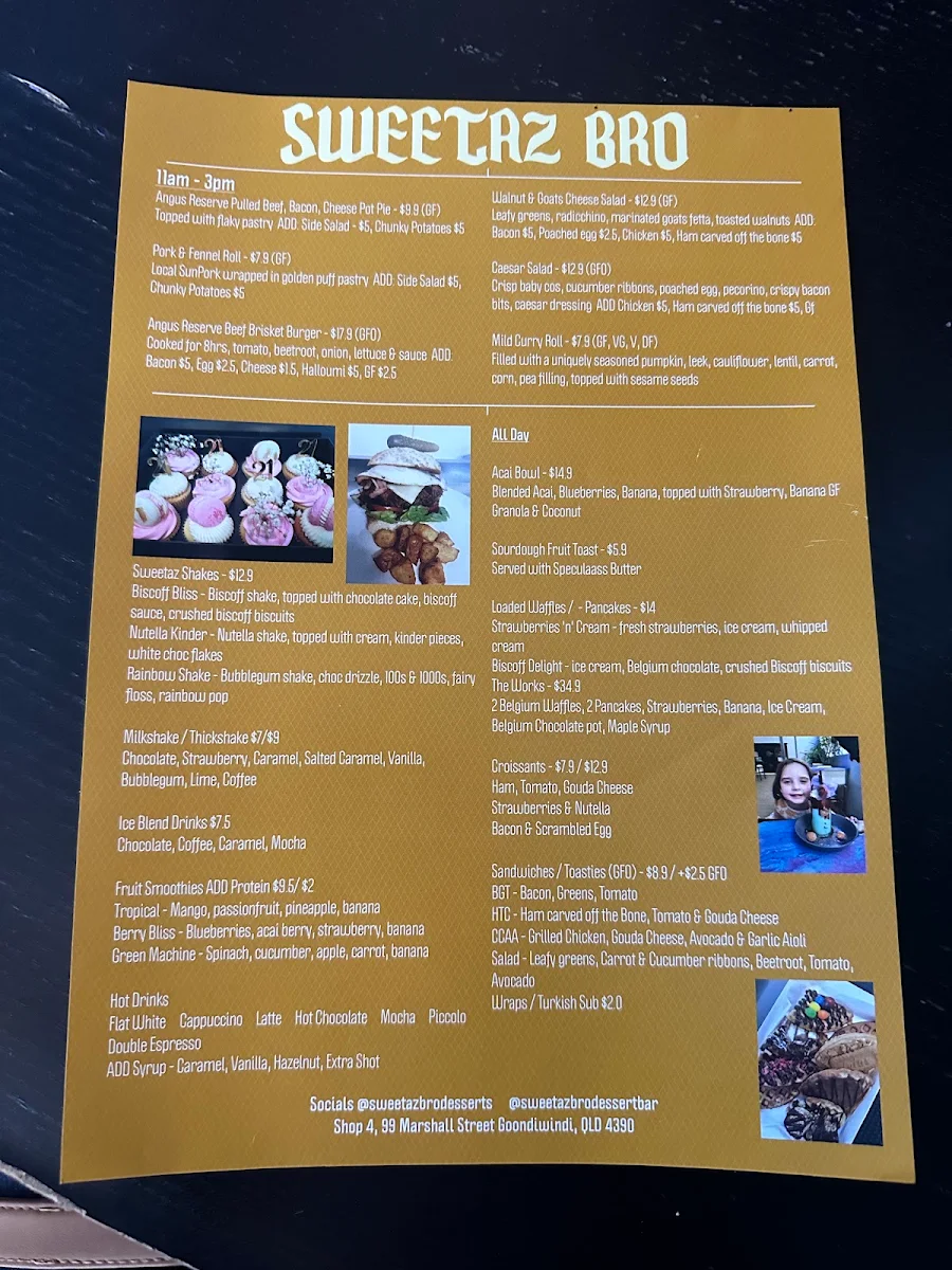 Menu, Sweetaz Bro Cafe & Dessert Bar