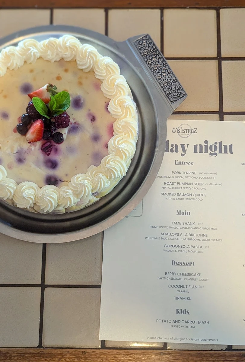 Menu, O'bistroZ - at the Bowen Golf Club