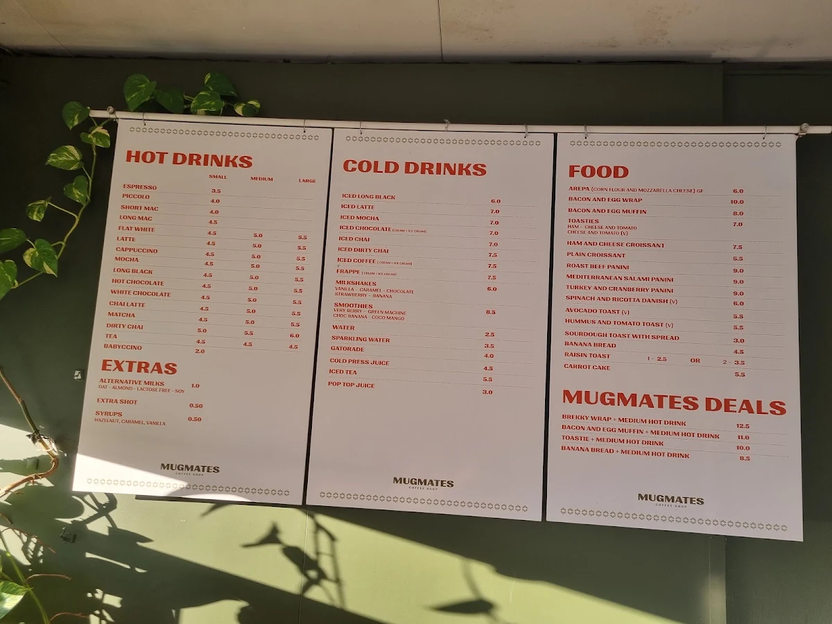 Menu, Mugmates Coffee Shop