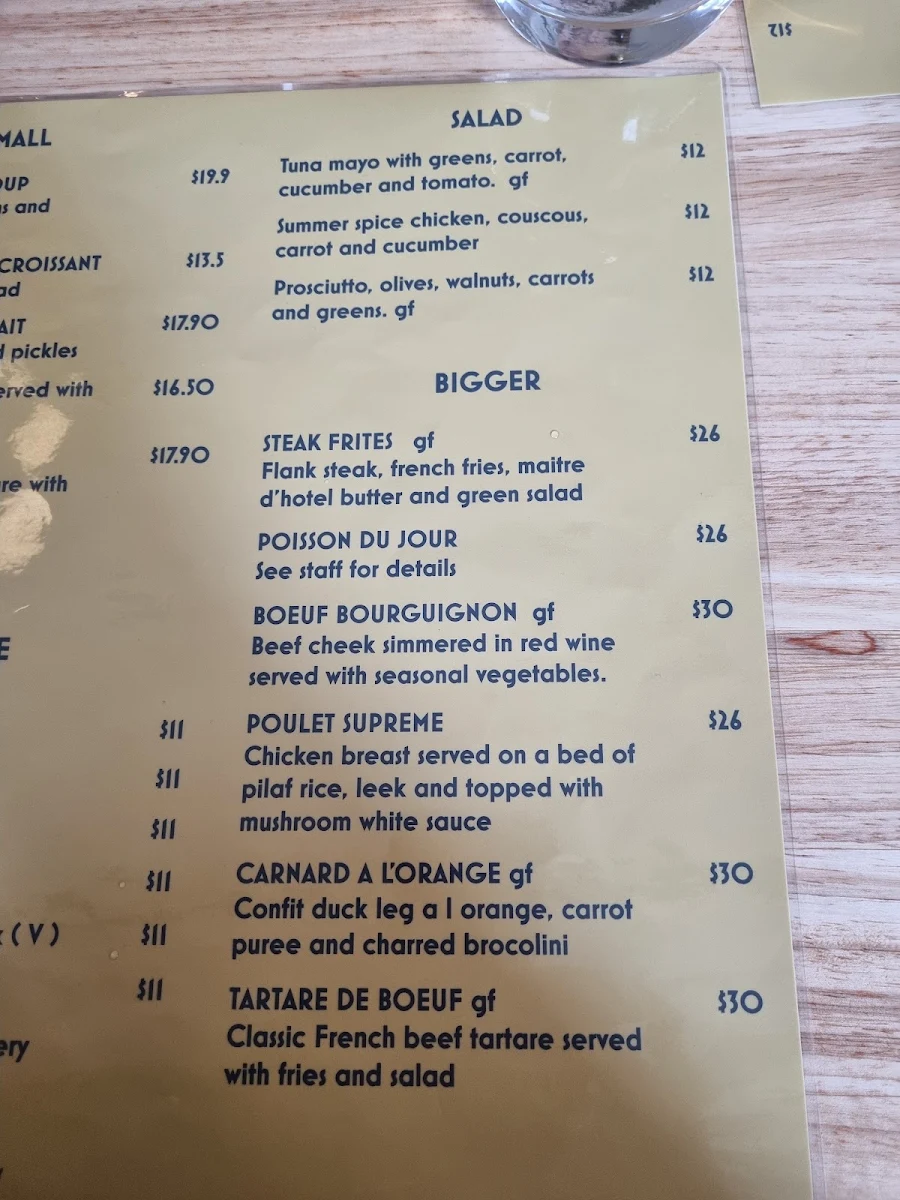 Menu, Maison Clement