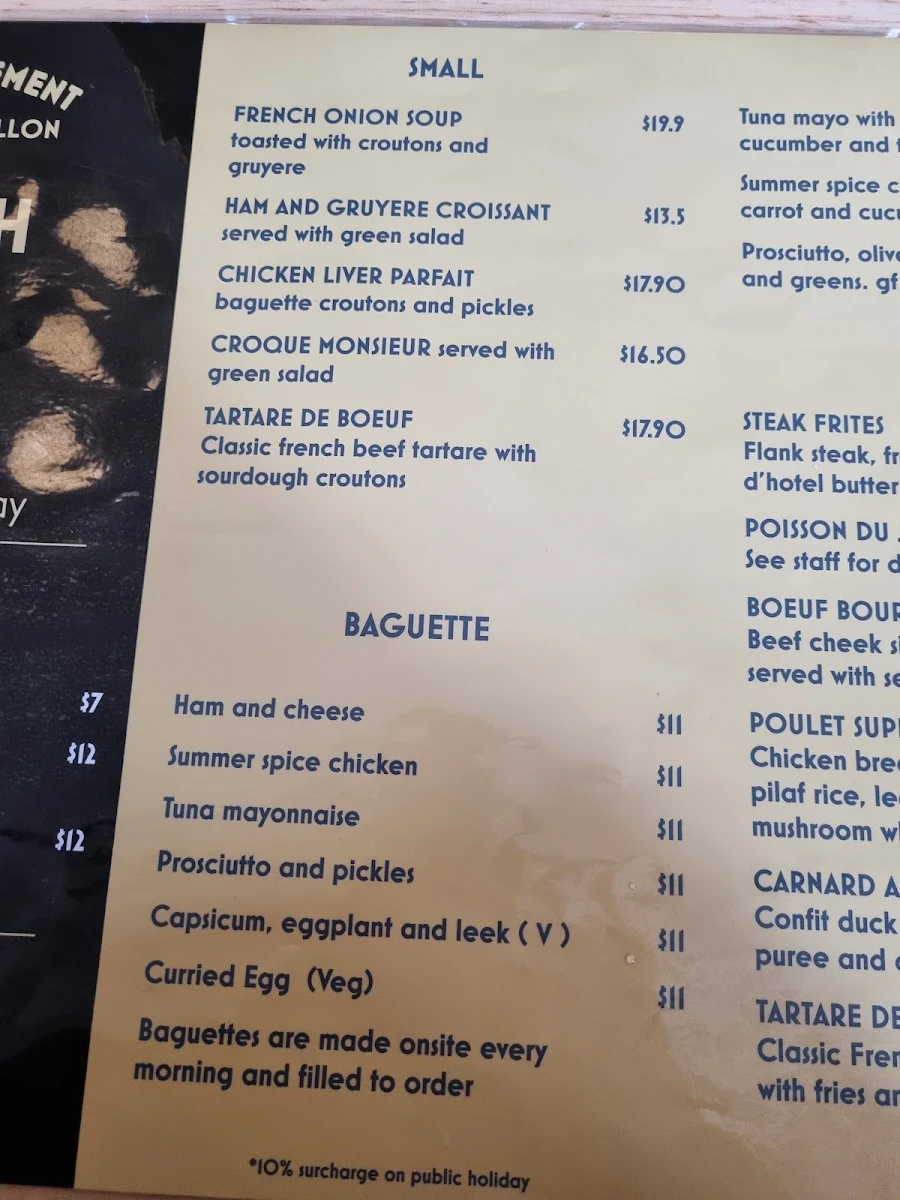 Menu, Maison Clement