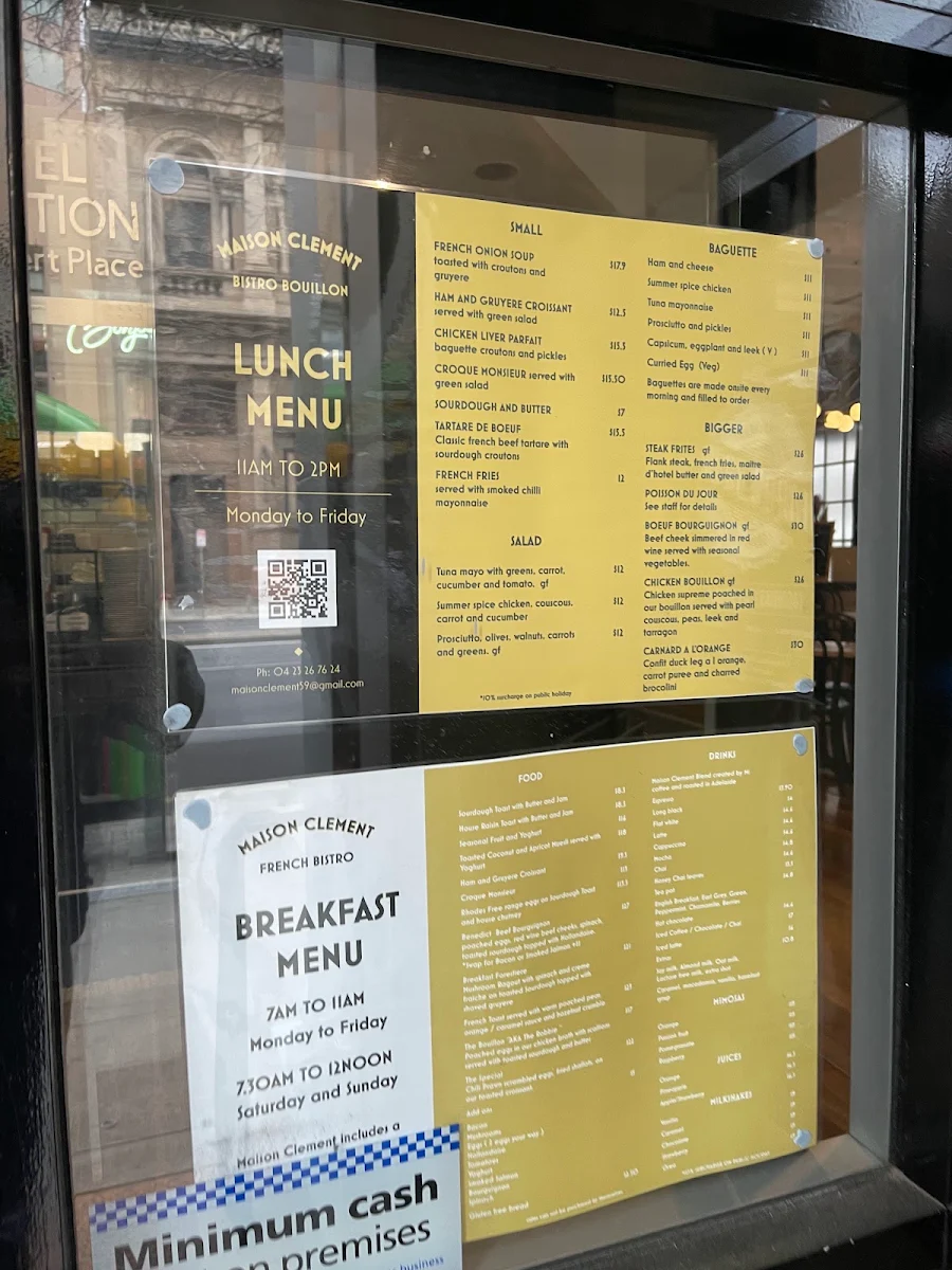 Menu, Maison Clement