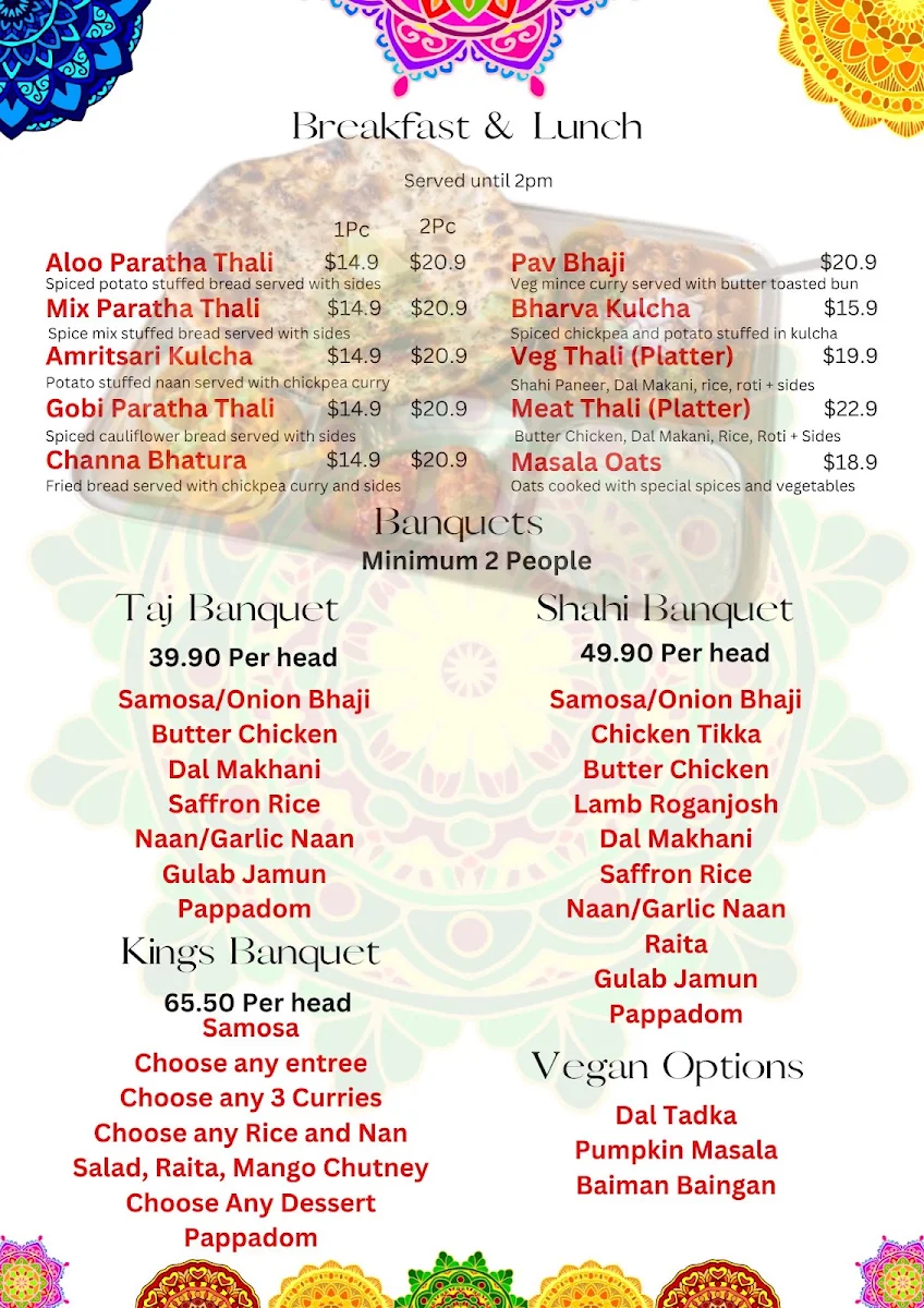 Menu, Indian Grill @ Ballarat