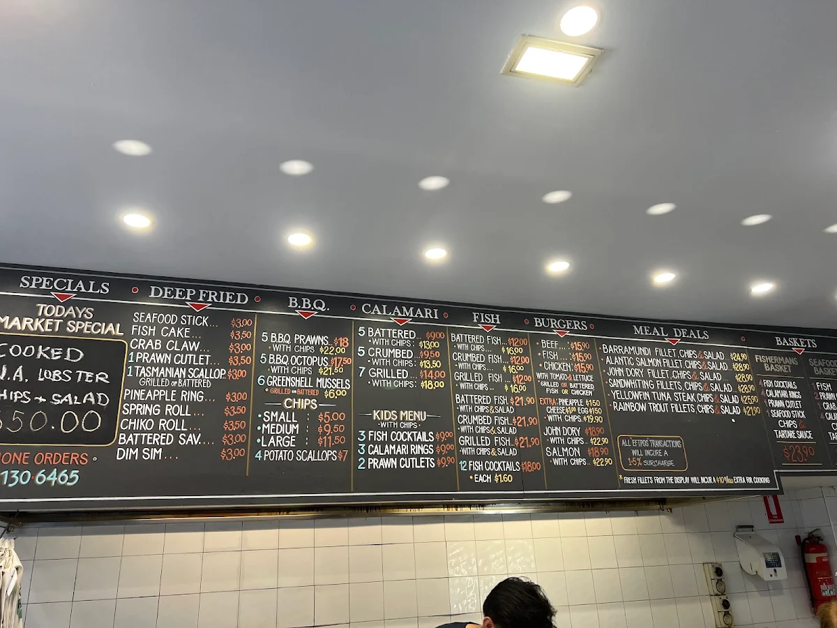 Menu, Bondi Road Seafoods