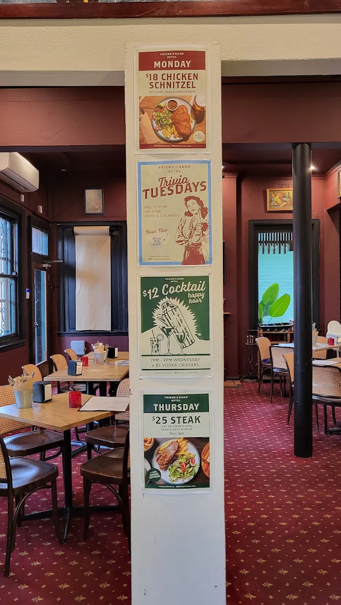 Menu, Friend in Hand Hotel