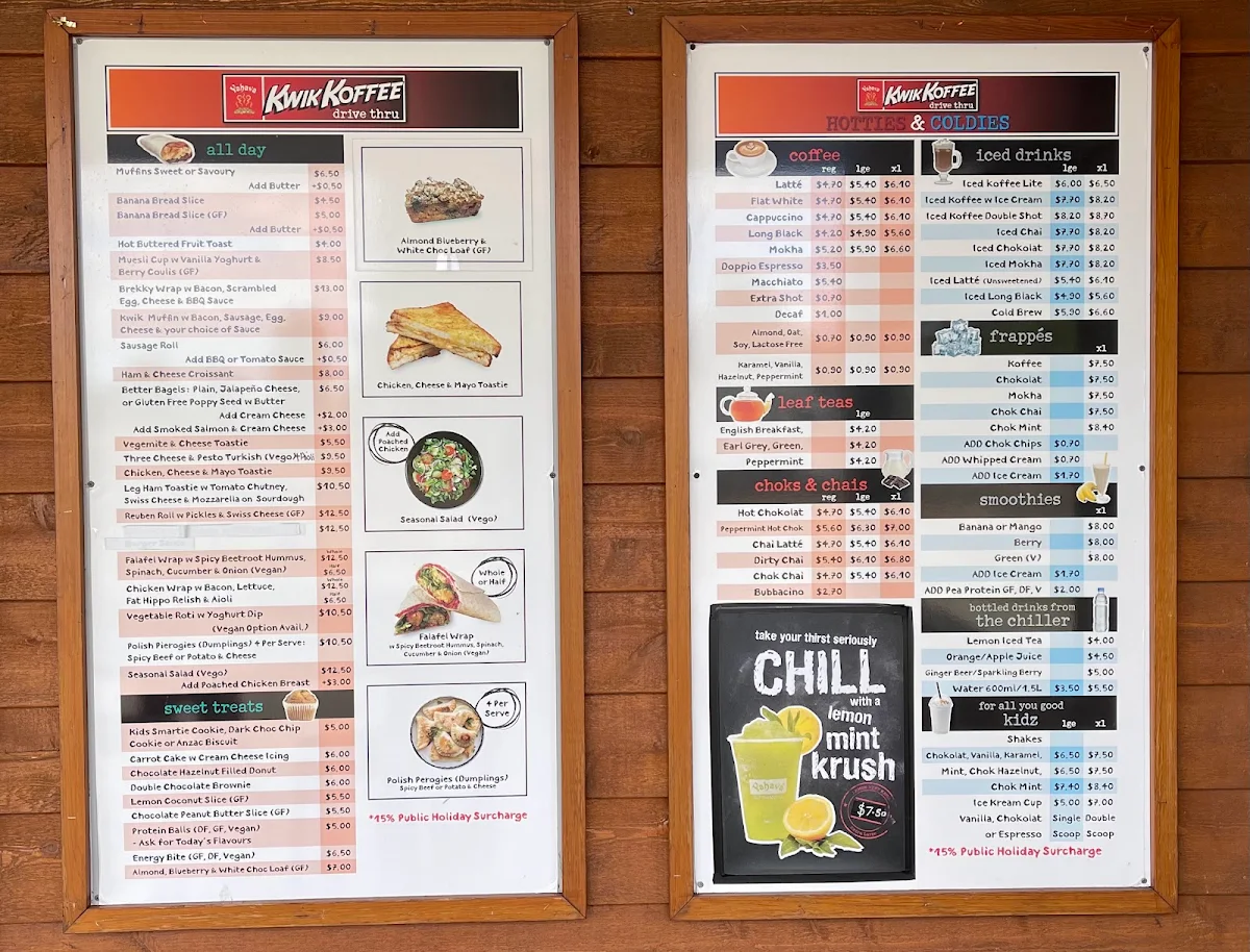 Menu, Kwik Koffee Causeway. Coffee Drive Thru.