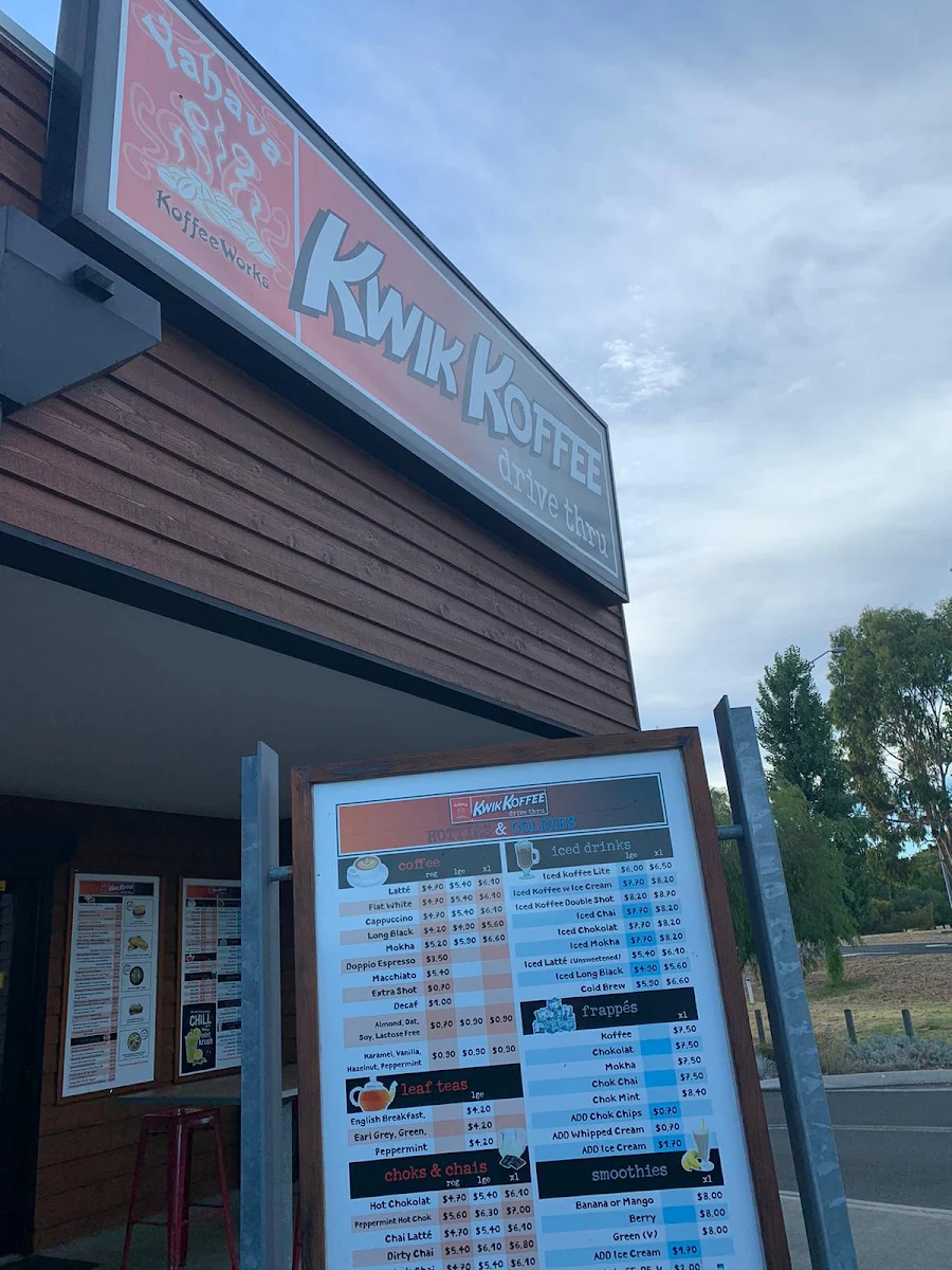 Menu, Kwik Koffee Causeway. Coffee Drive Thru.