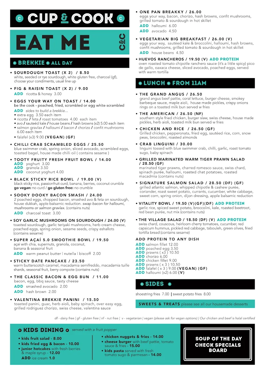 Menu, Cup and Cook