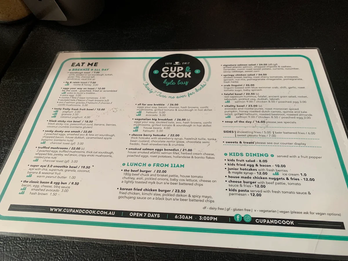 Menu, Cup and Cook
