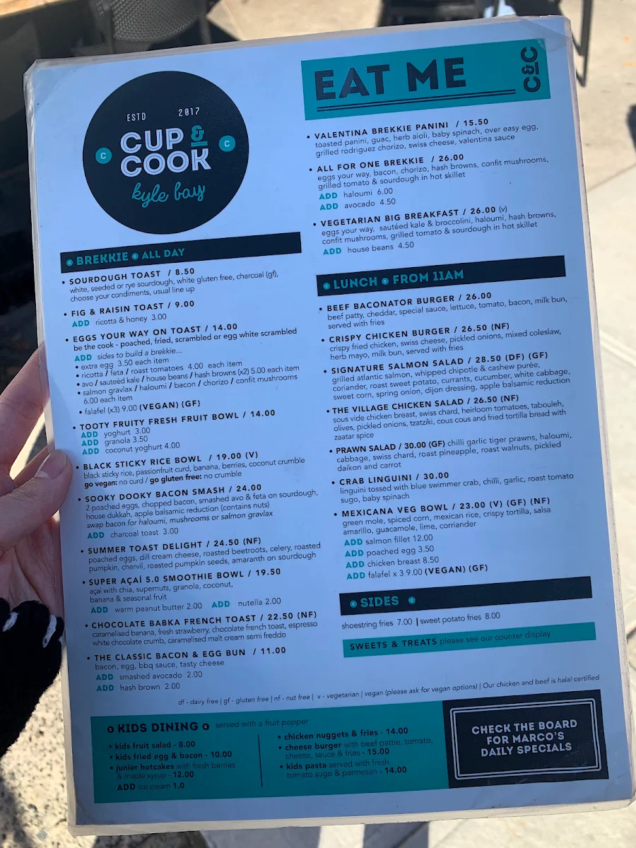 Menu, Cup and Cook