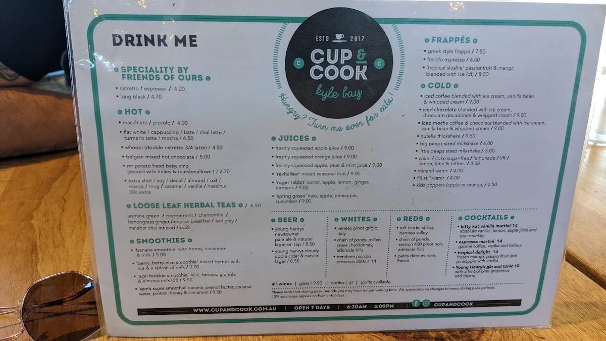Menu, Cup and Cook