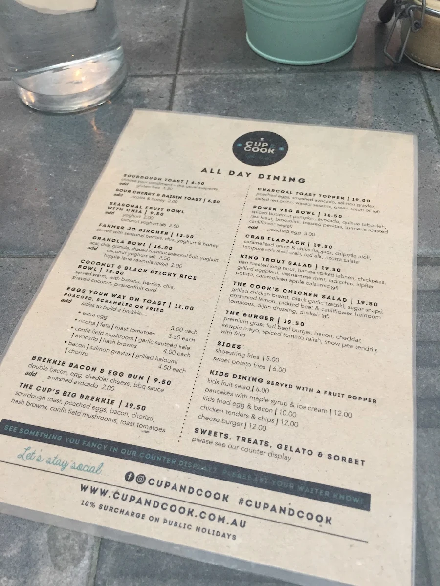 Menu, Cup and Cook