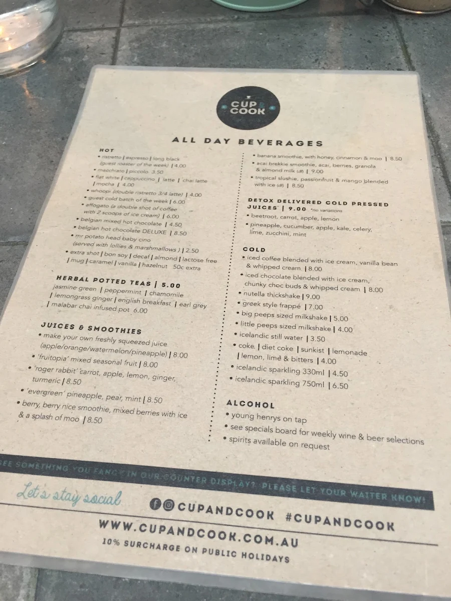Menu, Cup and Cook