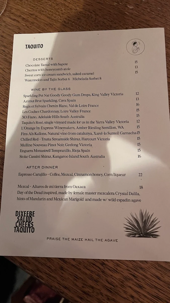 Menu, Taquito
