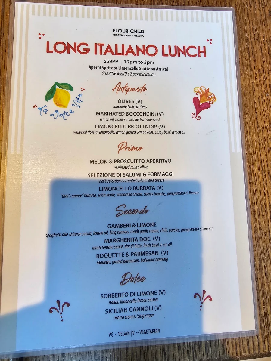 Menu, Flour Child St Kilda