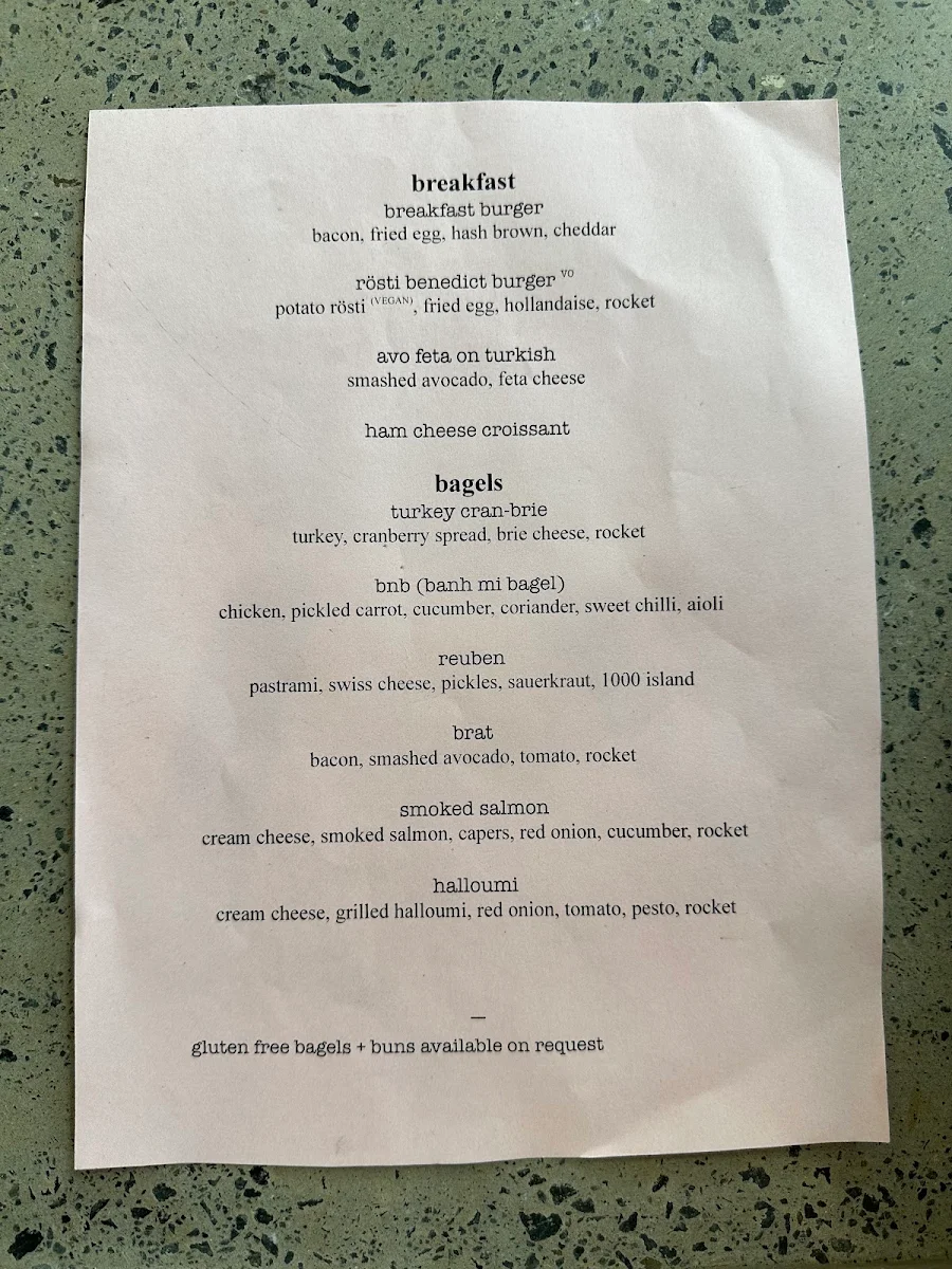 Menu, The Riverloop Cafe