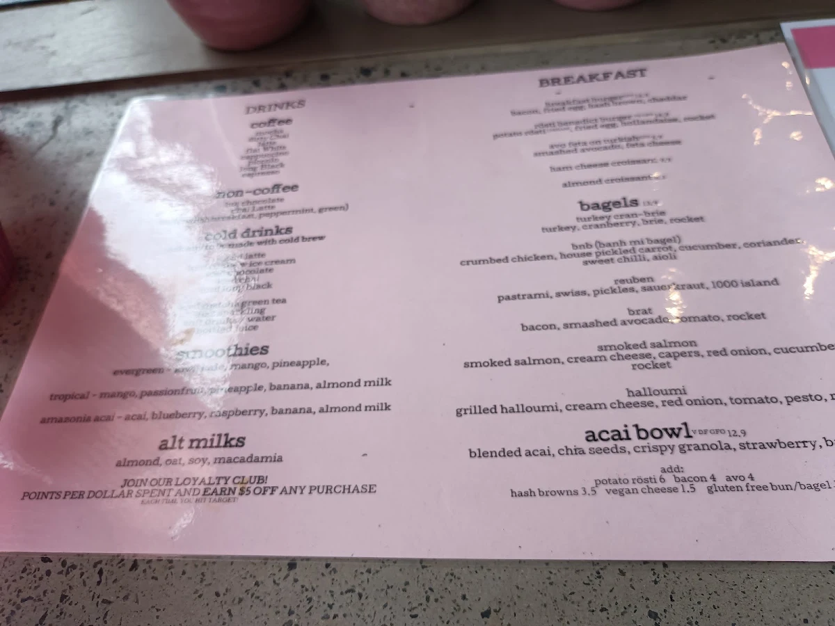 Menu, The Riverloop Cafe
