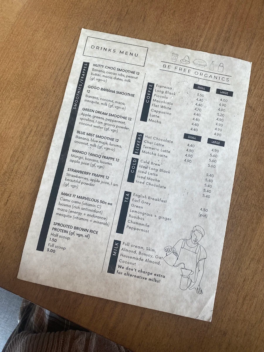 Menu, Be Free