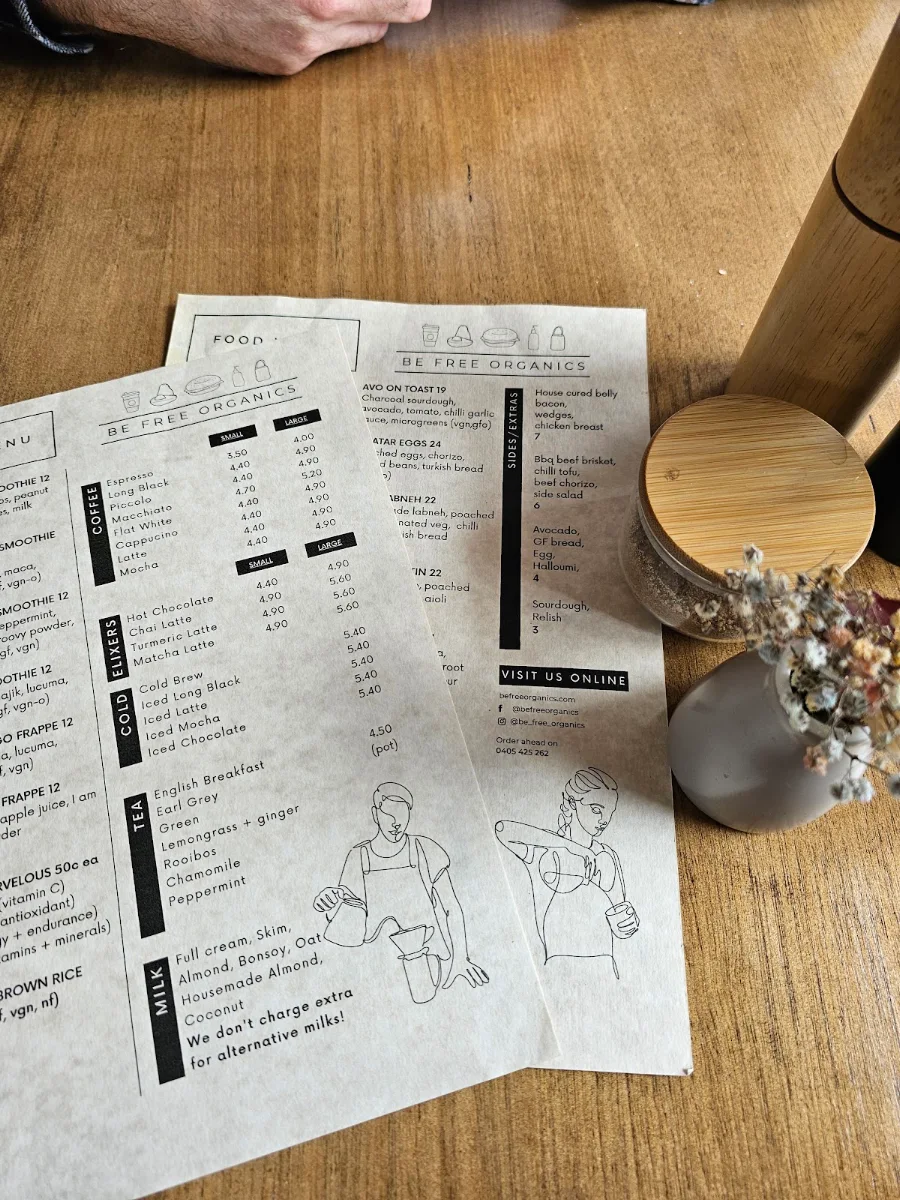 Menu, Be Free