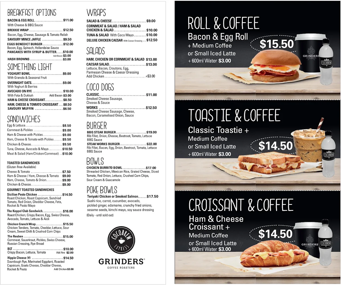 Menu, CocoBrew Express Drive Thru Rockhampton