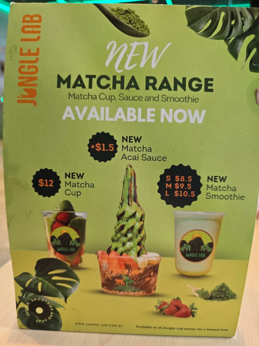 Menu, Jungle Lab Broadmeadows