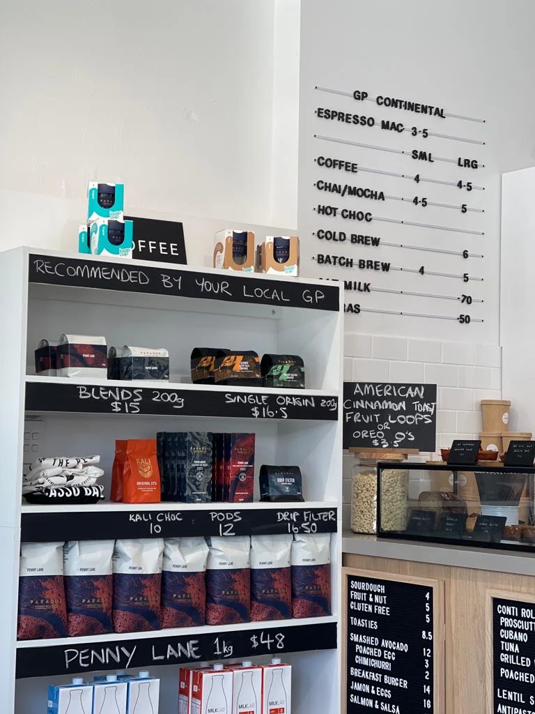 Menu, GP Continental Espresso Bar
