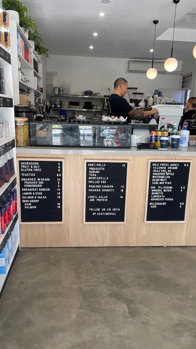 Menu, GP Continental Espresso Bar
