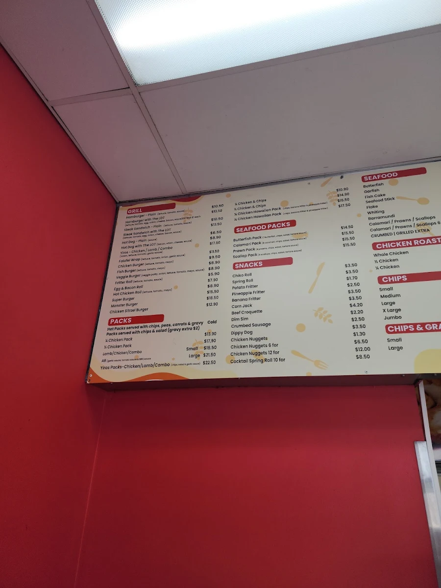 Menu, Ethelton Takeaway & pizza