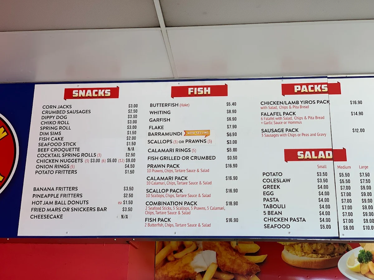 Menu, Ethelton Takeaway & pizza