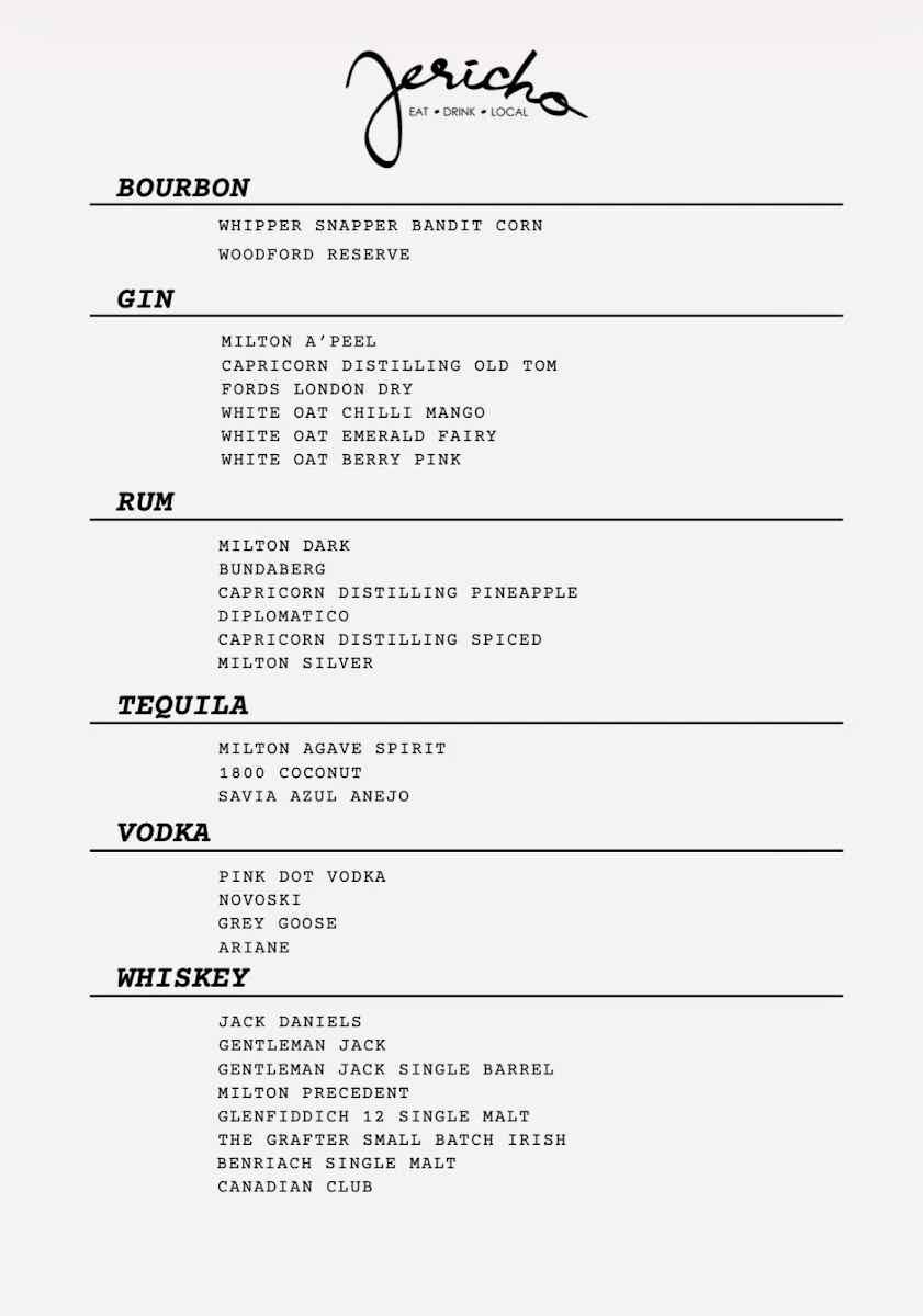 Menu, Jericho