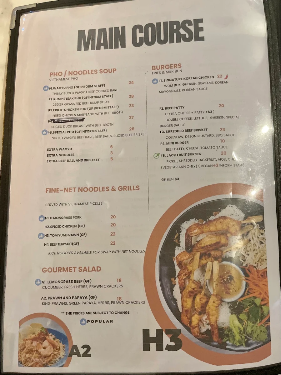 Menu, URBAN COAST - Modern Asian Restaurant