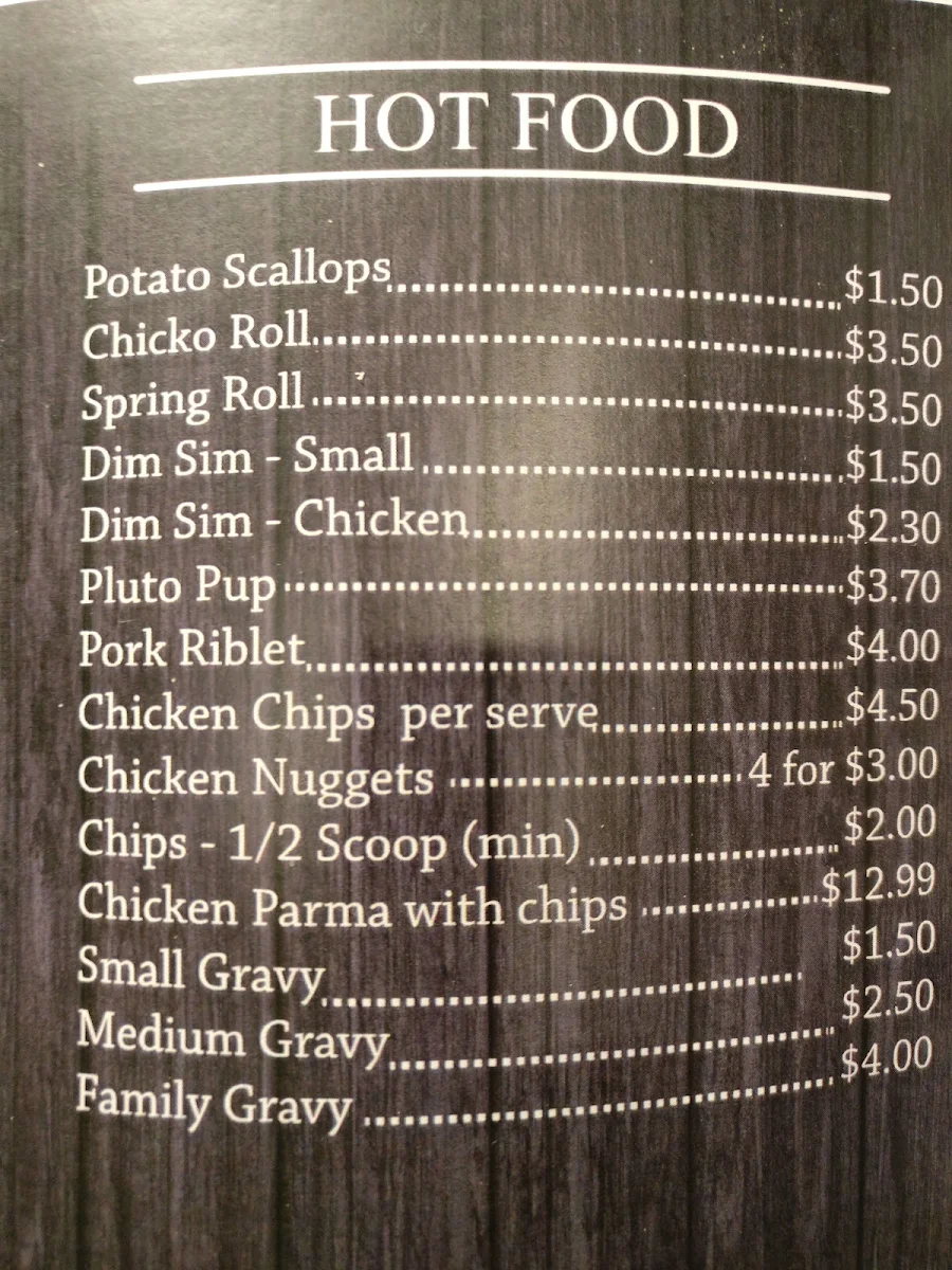 Menu, Withcott Seafood & Pizza