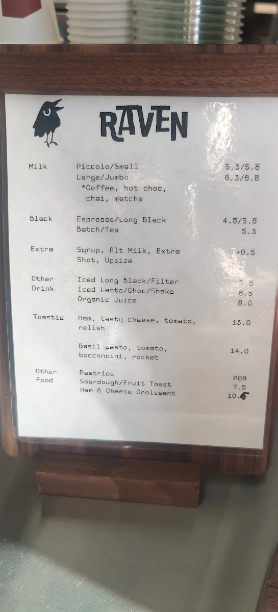 Menu, Raven Coffee