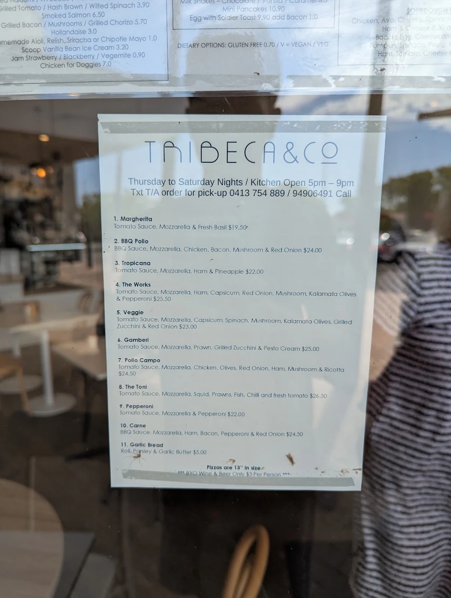 Menu, Tribeca & Co