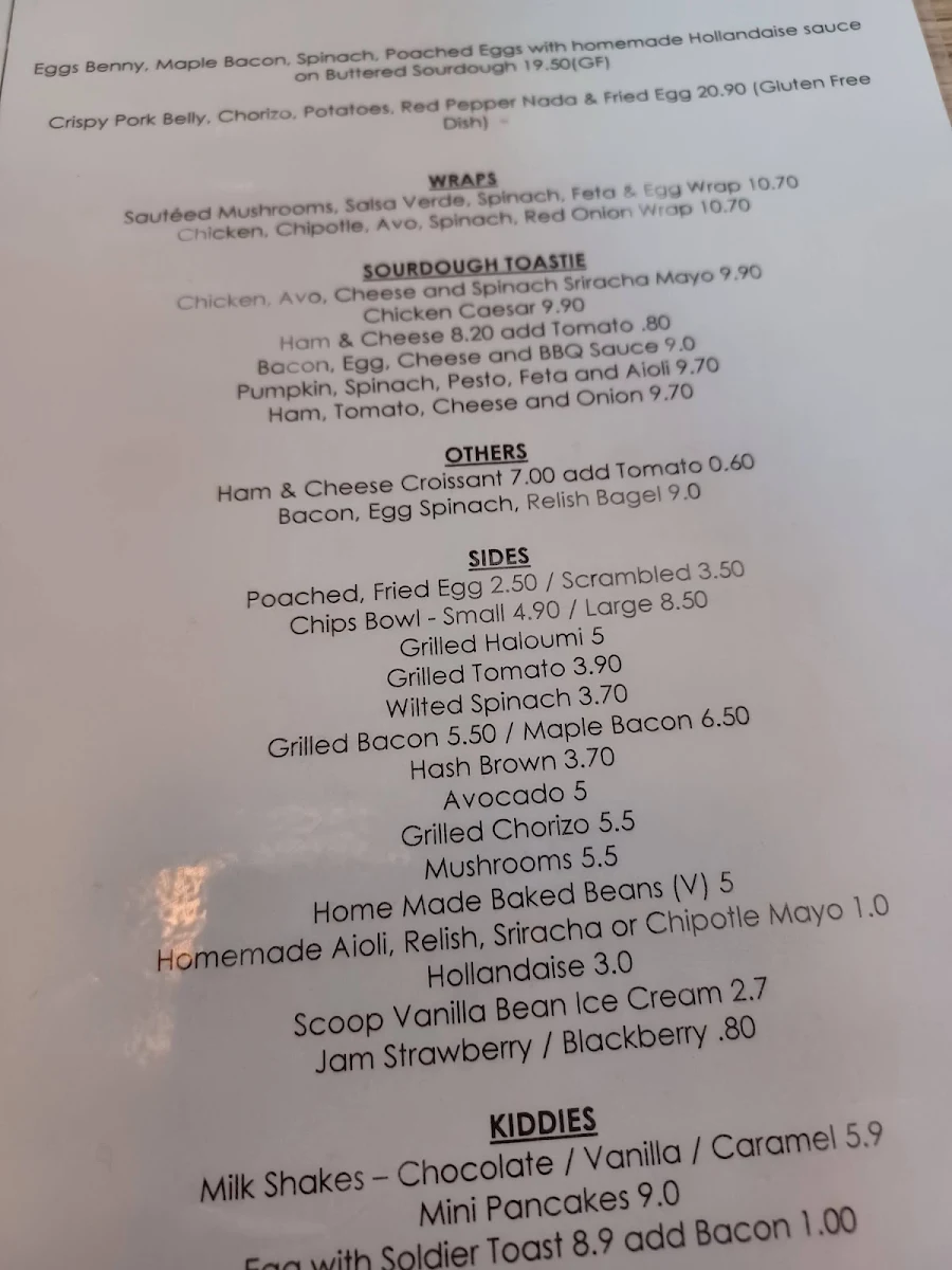 Menu, Tribeca & Co