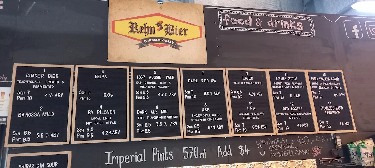 Menu, Rehn Bier Brewery