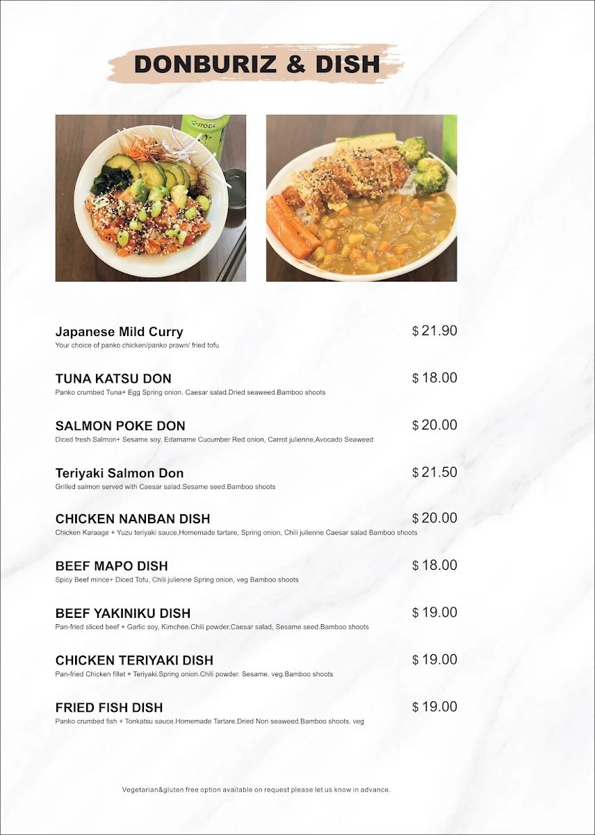 Menu, GOEMON Japanese Restaurant