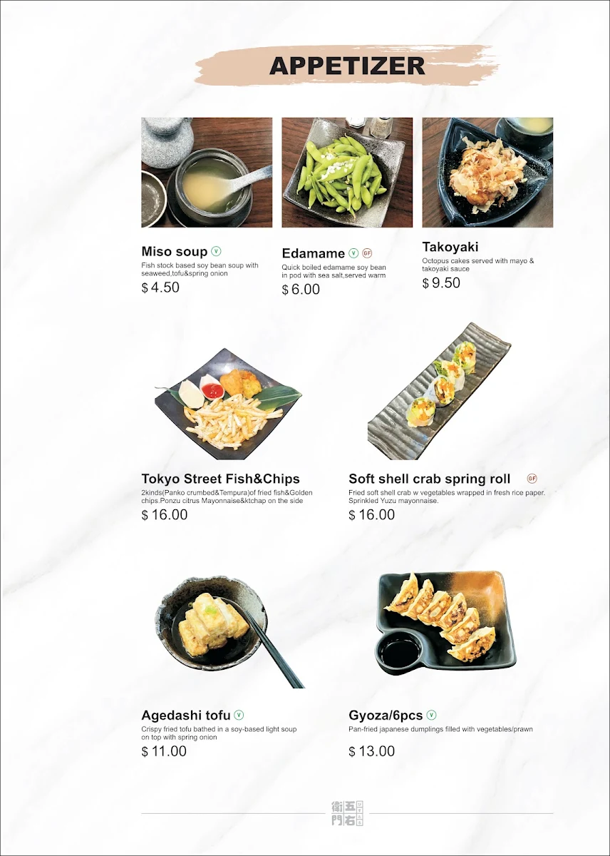 Menu, GOEMON Japanese Restaurant