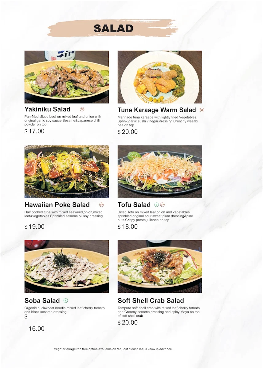 Menu, GOEMON Japanese Restaurant