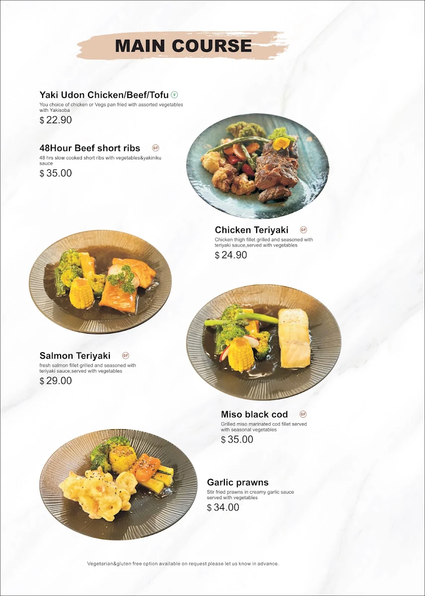 Menu, GOEMON Japanese Restaurant