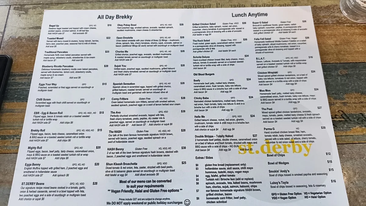 Menu, st.derby