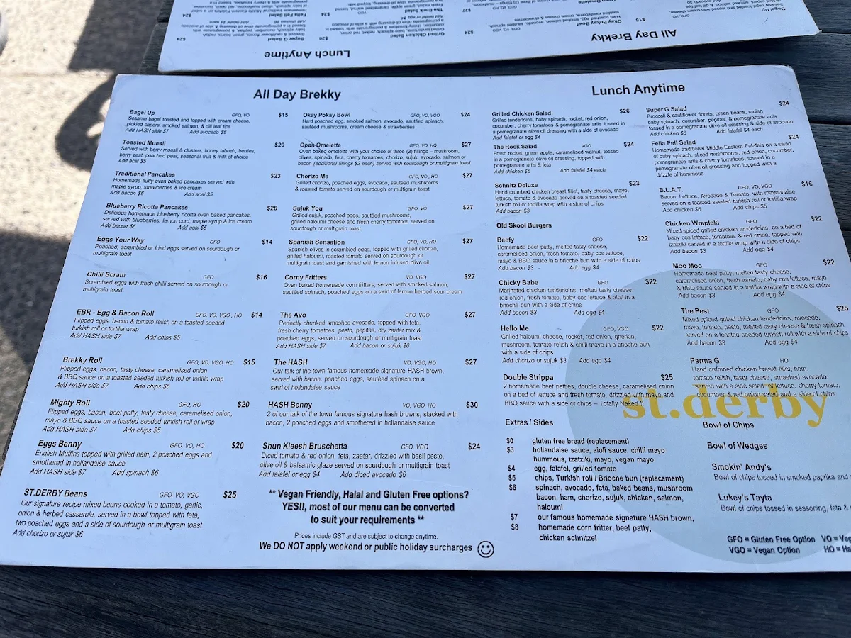Menu, st.derby