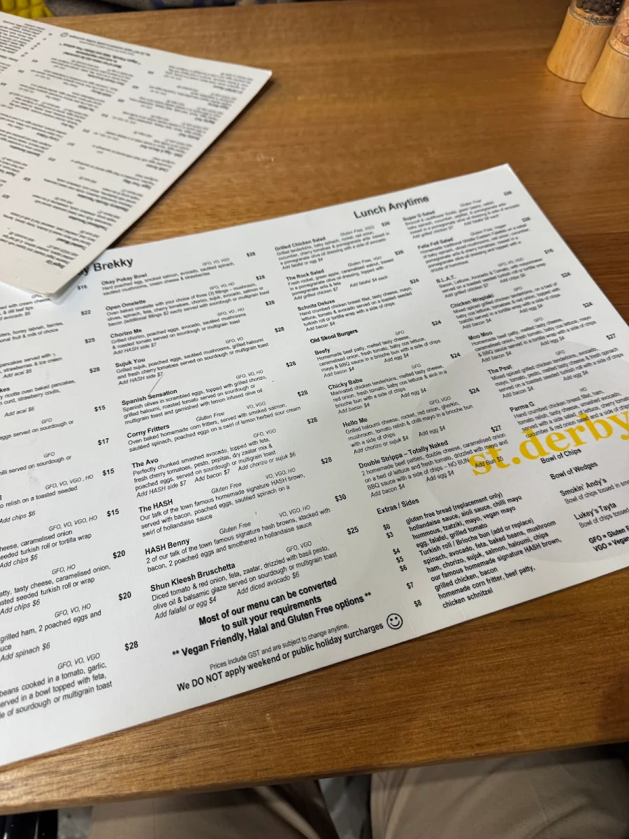 Menu, st.derby