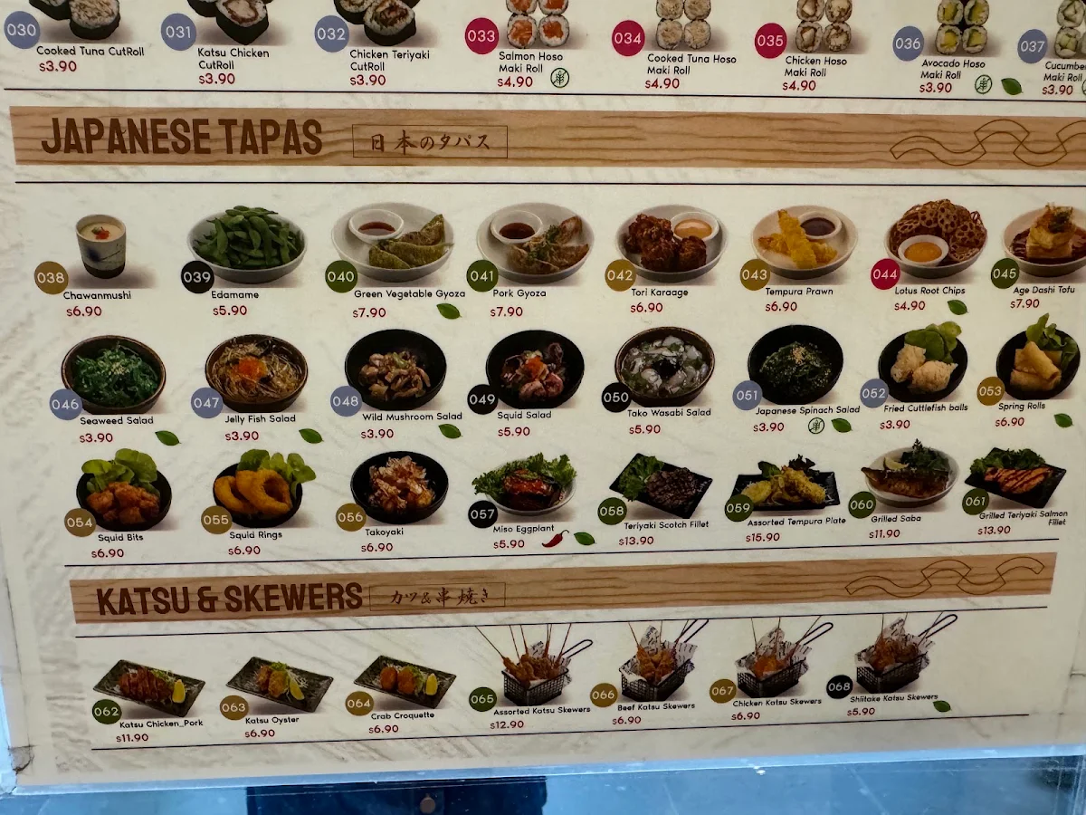 Menu, Yoyogi Sushi Train & Hand-Roll Bar