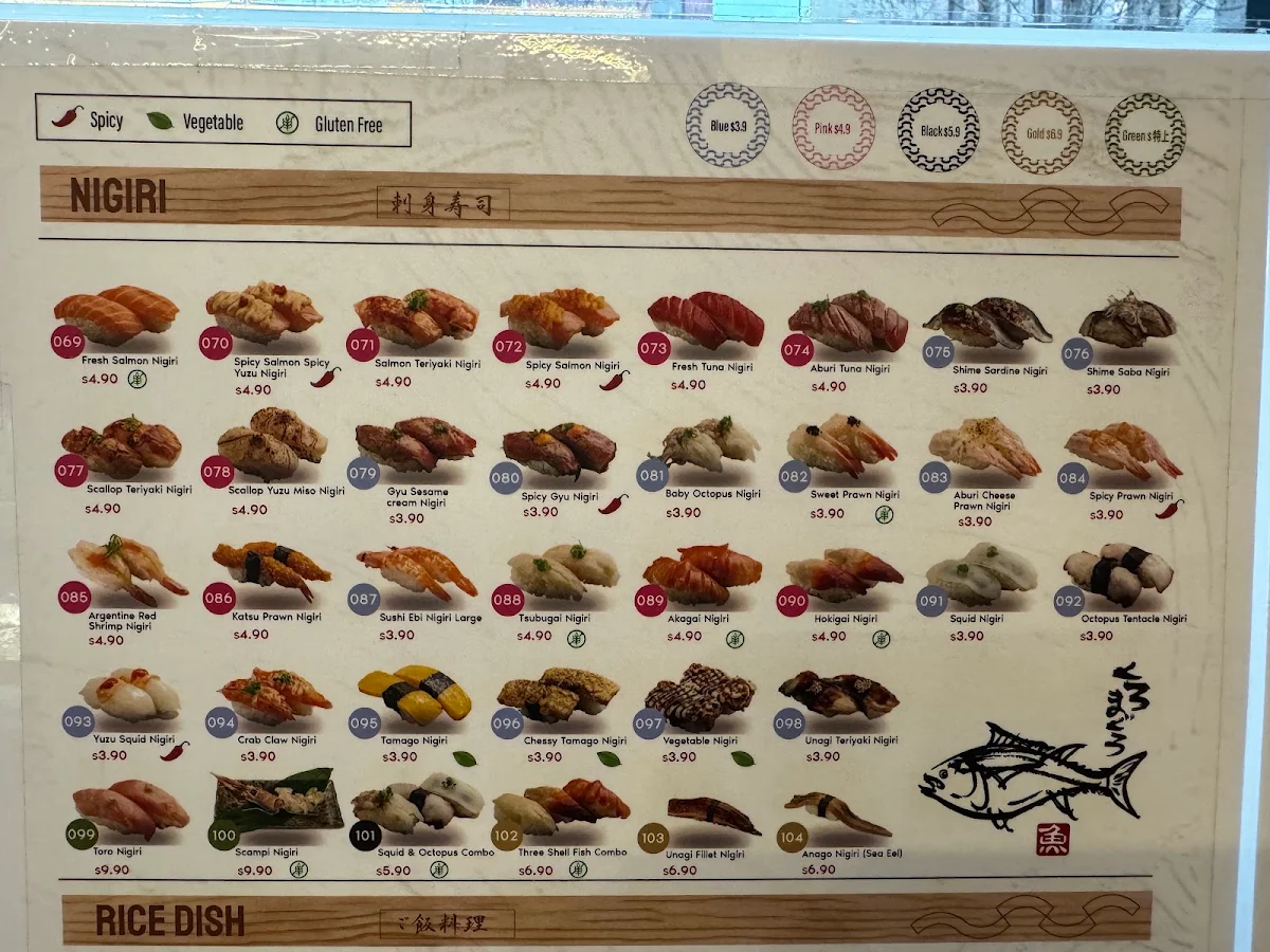 Menu, Yoyogi Sushi Train & Hand-Roll Bar