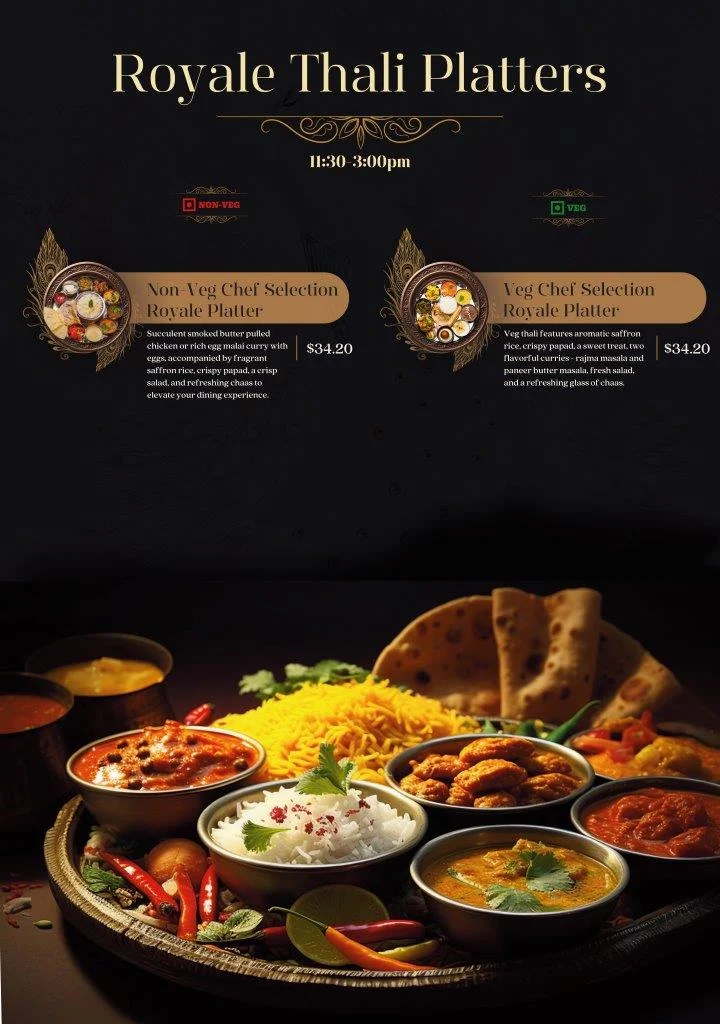 Menu, Royale Chai Heritage