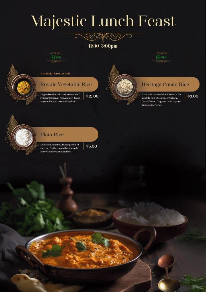 Menu, Royale Chai Heritage