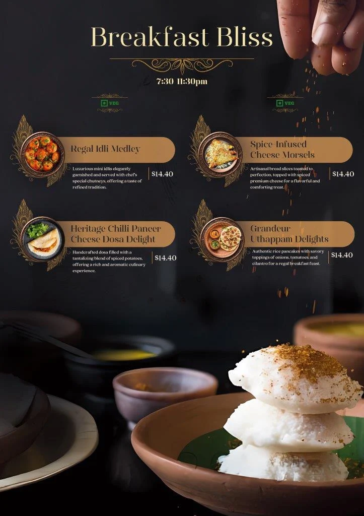 Menu, Royale Chai Heritage